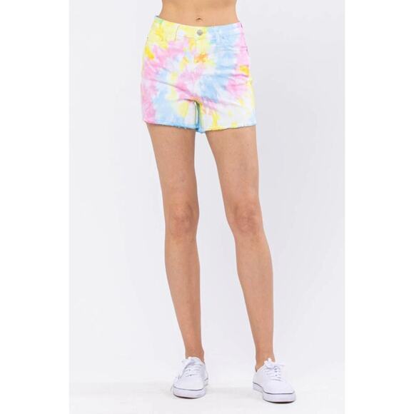 Judy Blue Swirl Tie Dye Shorts Multi Size 16 - Picture 2 of 8